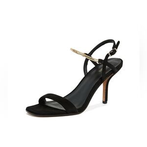 LIKE NEW Diane Von Furstenberg black suede open toe heeled sandals